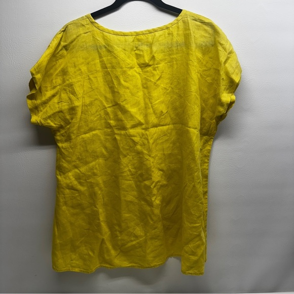 EILEEN FISHER IRISH LINEN Yellow Women's Top TUNIC SIZE L - Picture 4 of 7